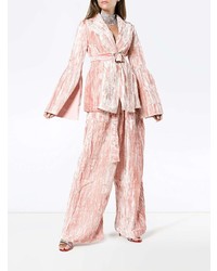 Розовые бархатные широкие брюки от Rejina Pyo