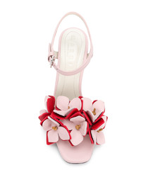 Розовые босоножки на каблуке с цветочным принтом от Marni