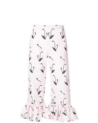 Розовые брюки-кюлоты с принтом