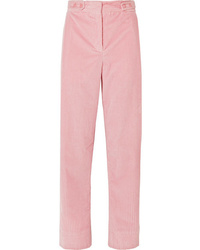Розовые вельветовые классические брюки