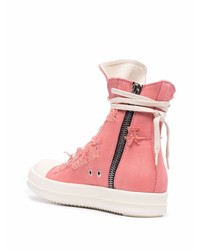 Мужские розовые высокие кеды от Rick Owens