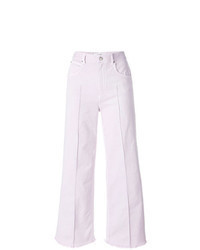 Розовые джинсовые широкие брюки