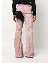 Мужские розовые джинсы в стиле пэчворк от Rick Owens