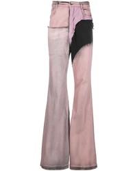Мужские розовые джинсы в стиле пэчворк от Rick Owens