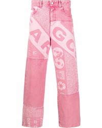 Мужские розовые джинсы с принтом от Gcds