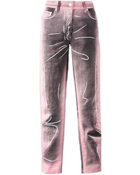 Женские розовые джинсы с принтом от Moschino