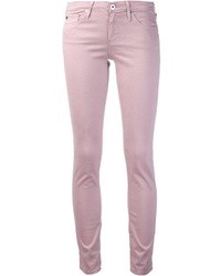 Розовые джинсы скинни от AG Adriano Goldschmied