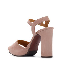 Розовые замшевые босоножки на каблуке от Chie Mihara