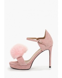 Розовые замшевые босоножки на каблуке от Grand Style