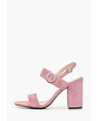 Розовые замшевые босоножки на каблуке от Pierre Cardin