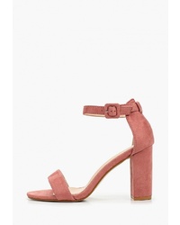 Розовые замшевые босоножки на каблуке от Style Shoes