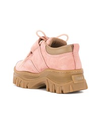 Женские розовые замшевые ботинки на шнуровке от MSGM