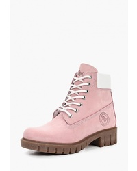 Женские розовые замшевые ботинки на шнуровке от El Tempo