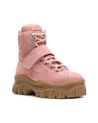 Женские розовые замшевые ботинки на шнуровке от MSGM