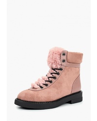 Женские розовые замшевые ботинки на шнуровке от Teetspace