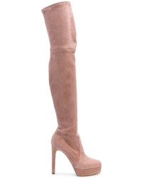 Розовые замшевые ботфорты от Casadei