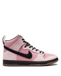 Мужские розовые замшевые высокие кеды от Nike