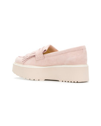 Розовые замшевые лоферы на платформе от Hogan