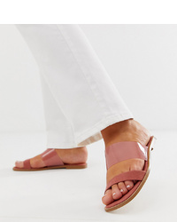 Розовые замшевые сандалии на плоской подошве от ASOS DESIGN