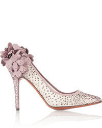 Розовые замшевые туфли с украшением