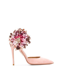 Розовые замшевые туфли с украшением от Aquazzura