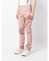 Мужские розовые зауженные джинсы от Rick Owens DRKSHDW