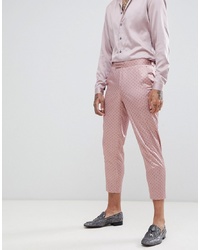 Розовые классические брюки с принтом
