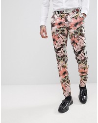 Мужские розовые классические брюки с цветочным принтом от ASOS Edition
