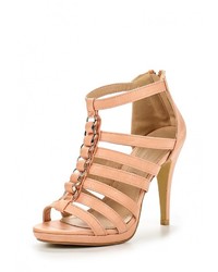 Розовые кожаные босоножки на каблуке от Buonarotti