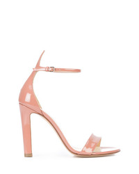 Розовые кожаные босоножки на каблуке от Francesco Russo