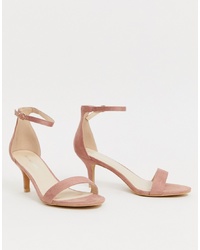 Розовые кожаные босоножки на каблуке от Glamorous