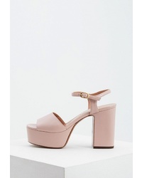 Розовые кожаные босоножки на каблуке от L'Autre Chose