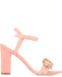 Розовые кожаные босоножки на каблуке от Loeffler Randall