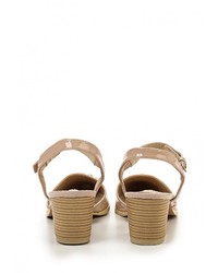 Розовые кожаные босоножки на каблуке от LOST INK