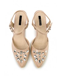 Розовые кожаные босоножки на каблуке от LOST INK