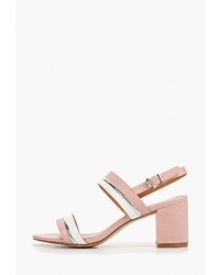 Розовые кожаные босоножки на каблуке от Style Shoes