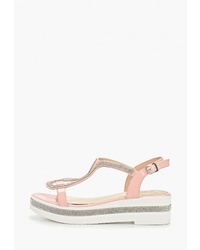 Розовые кожаные босоножки на танкетке от Saivvila