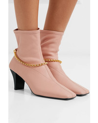 Розовые кожаные ботильоны с украшением от Jil Sander