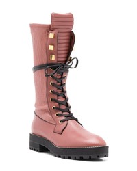 Женские розовые кожаные ботинки на шнуровке от Stuart Weitzman