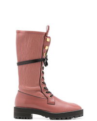 Женские розовые кожаные ботинки на шнуровке от Stuart Weitzman