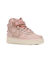 Женские розовые кожаные высокие кеды от Nike