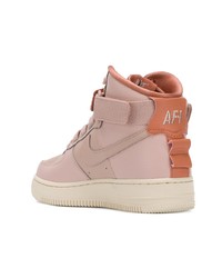 Женские розовые кожаные высокие кеды от Nike