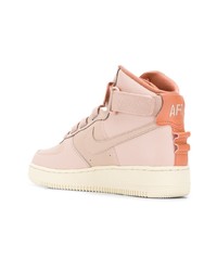 Мужские розовые кожаные высокие кеды от Nike