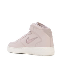 Мужские розовые кожаные высокие кеды от Nike