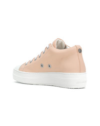 Женские розовые кожаные высокие кеды от Rucoline