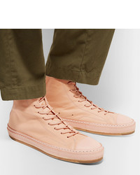 Мужские розовые кожаные высокие кеды от Hender Scheme
