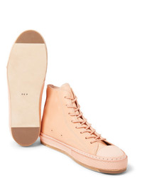 Мужские розовые кожаные высокие кеды от Hender Scheme