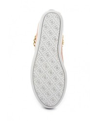 Розовые кожаные кроссовки на танкетке от GUESS