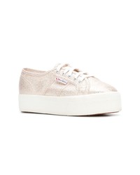 Женские розовые кожаные низкие кеды от Superga