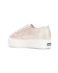 Женские розовые кожаные низкие кеды от Superga